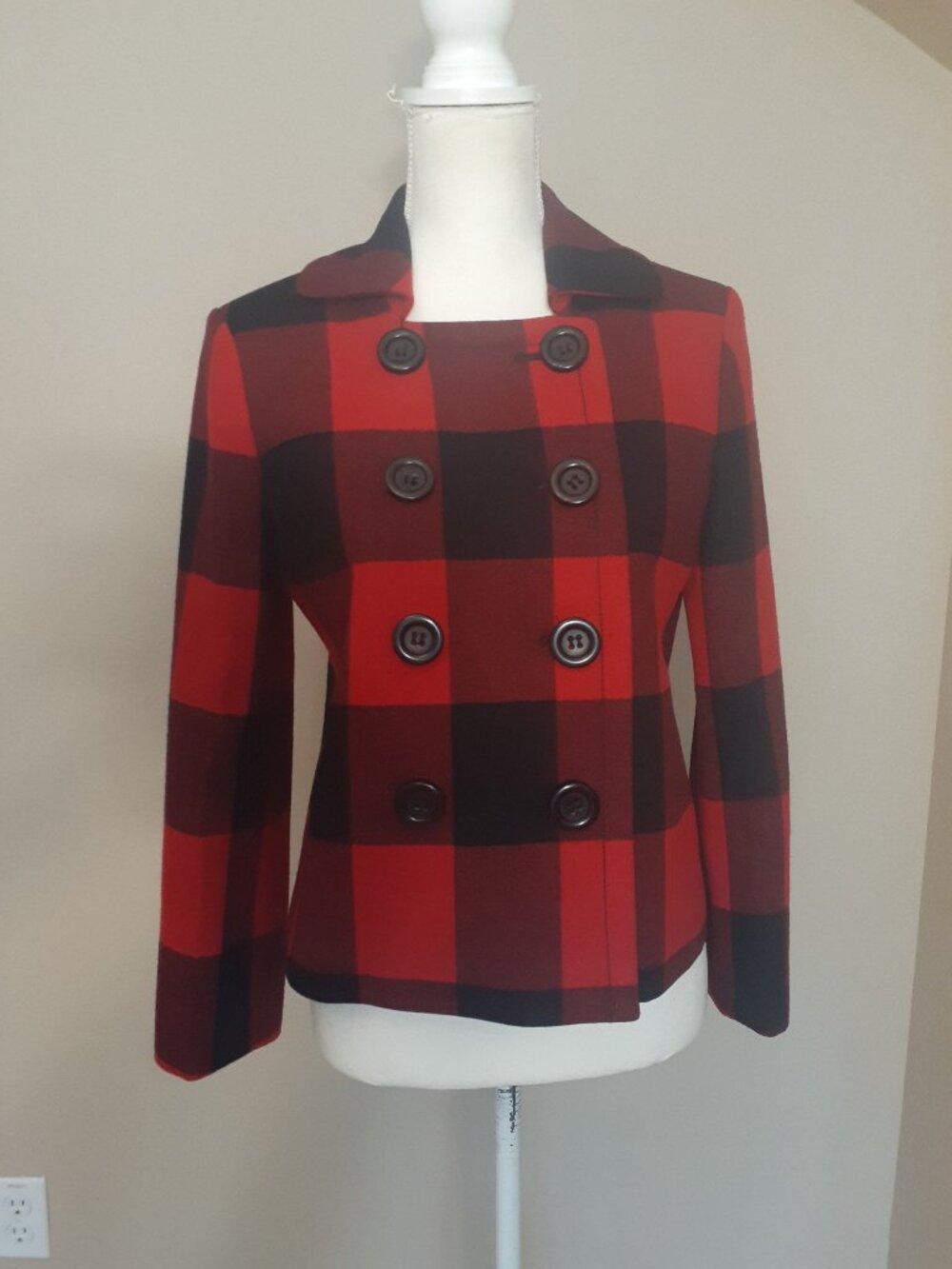 J. Crew Buffalo Plaid Pea Coat Jacket